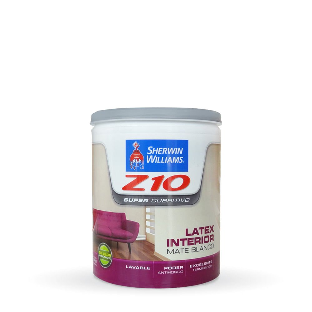 L谩tex Interior Z10 Supercubritivo Mate Blanco 1 Litro