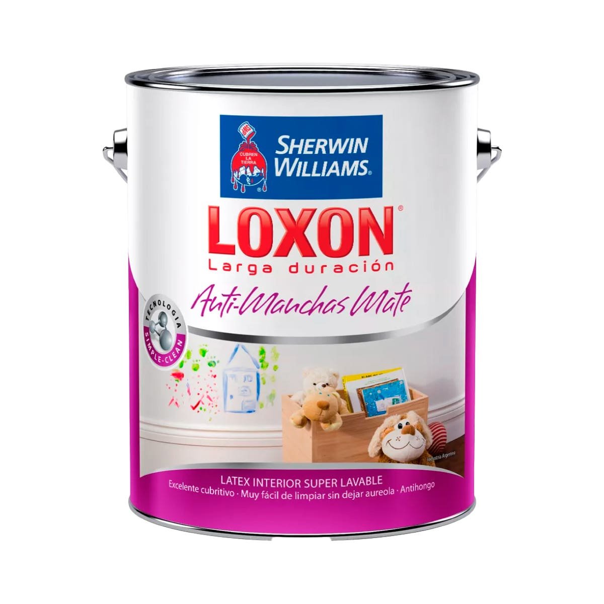 Latex Interior Loxon Antimanchas Mate Blanco 4 Lts Sherwin Williams