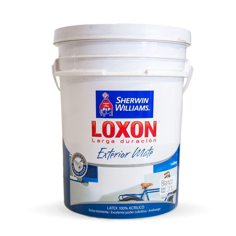 L谩tex Exterior Loxon Larga Duracion Mate Azul Traful 20 Litros
